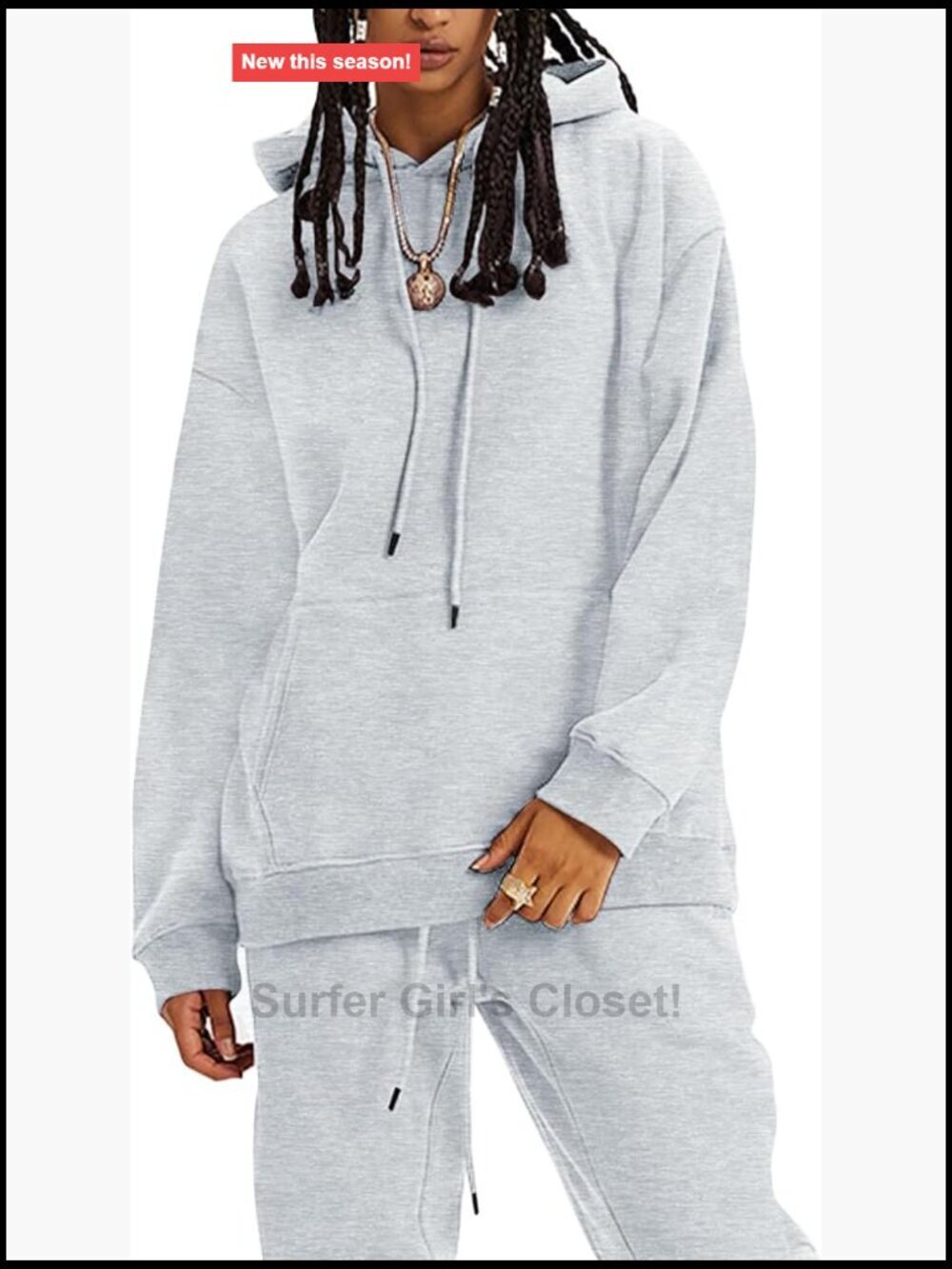 Fleece 2 Piece Lounge Set Oversized Hoodie Sweatpants with Pockets